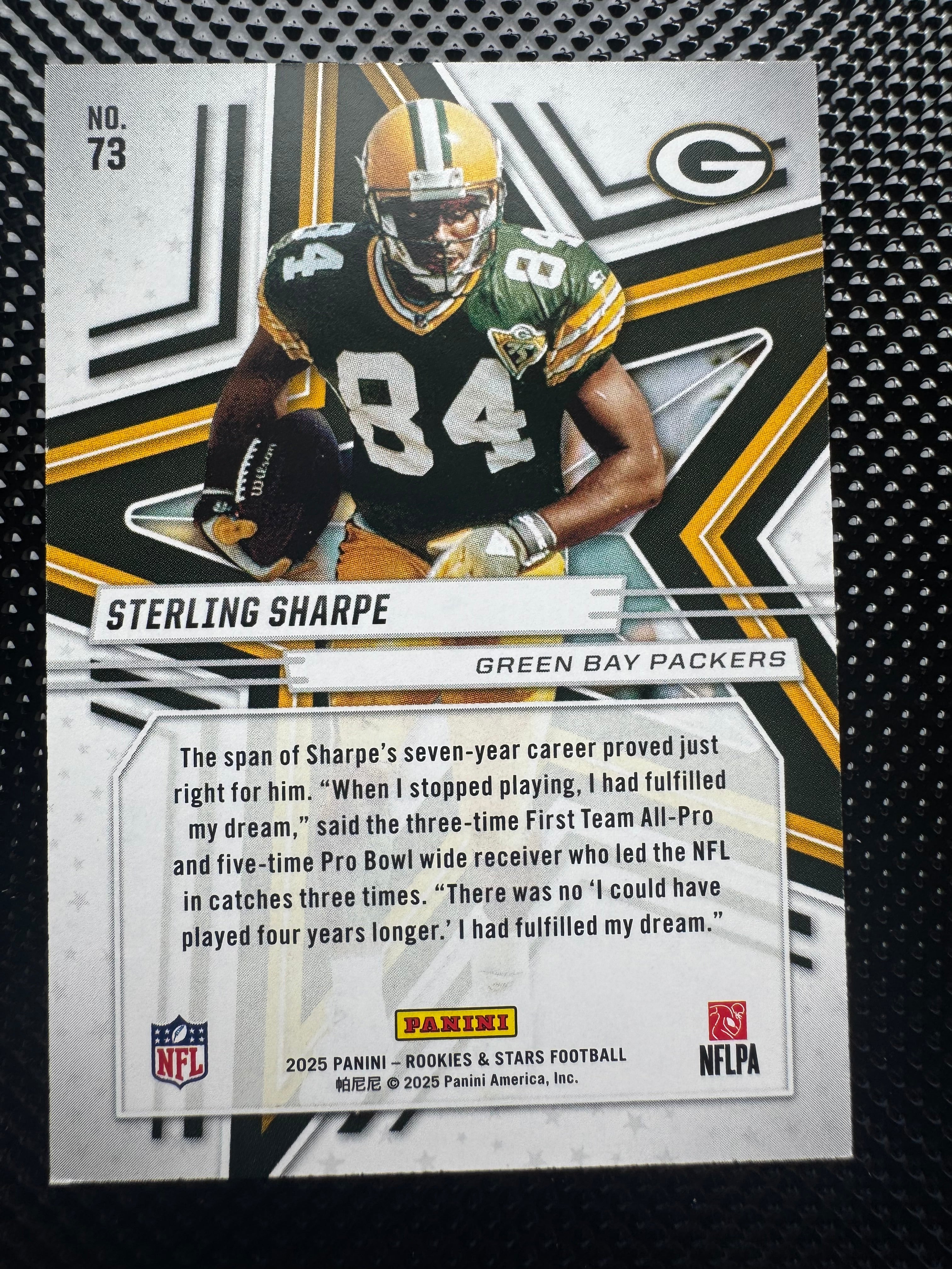 2025 Panini Rookies & Stars Football - Sterling Sharpe #73 Blue #d 052/149 $15.00