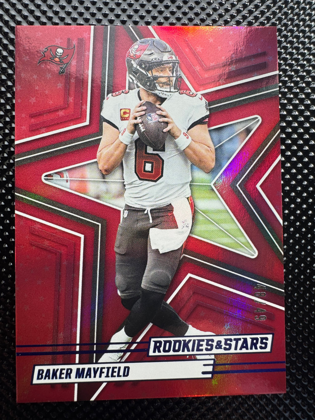 2025 Rookies & Stars Red Stars Foil Baker Mayfield #98 Buccaneers #d 48/49 $30.00