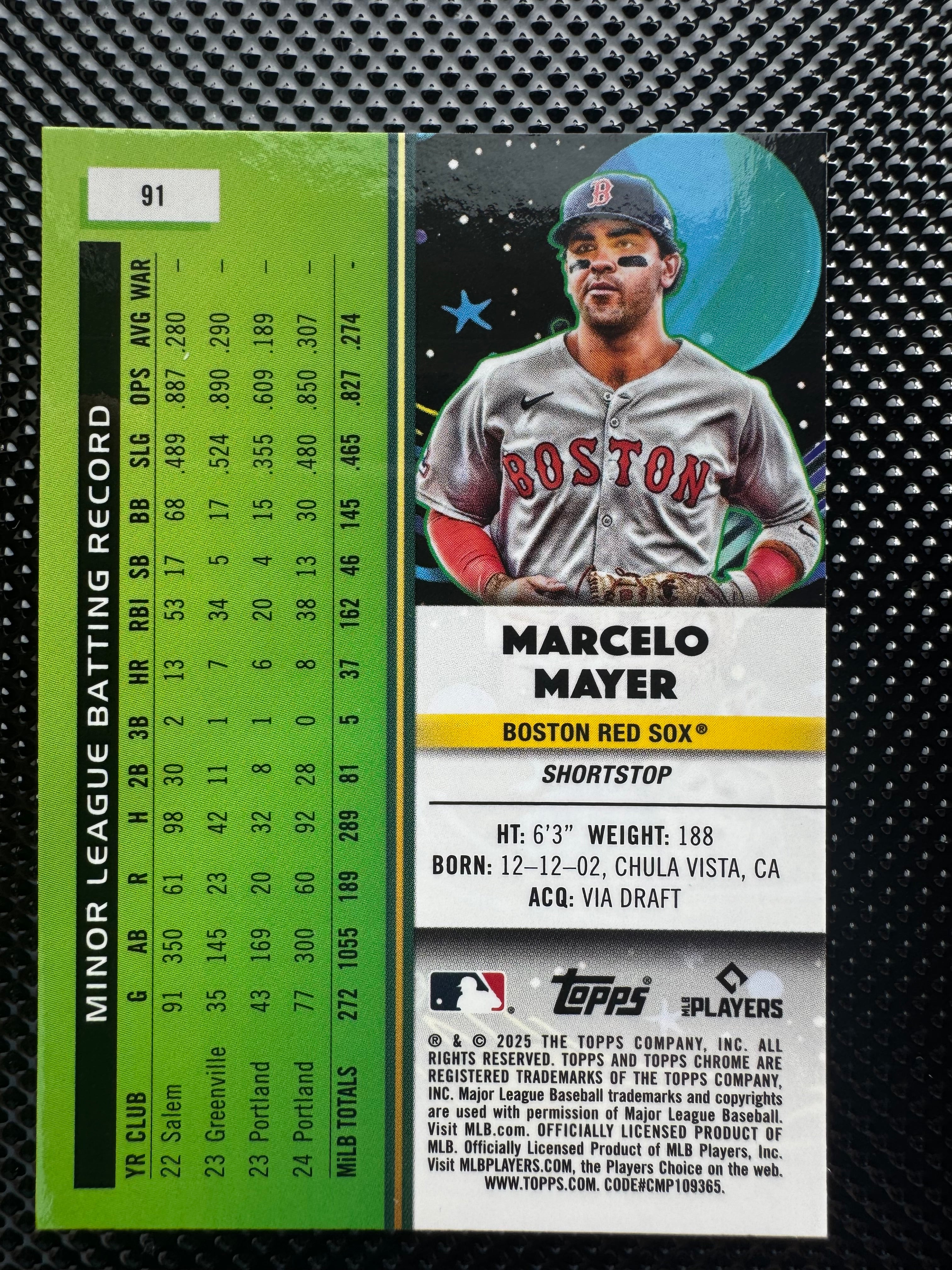2025 Topps Chrome Cosmic Marcelo Mayer Aqua #d 124/199 Boston Red Sox RC $40.00