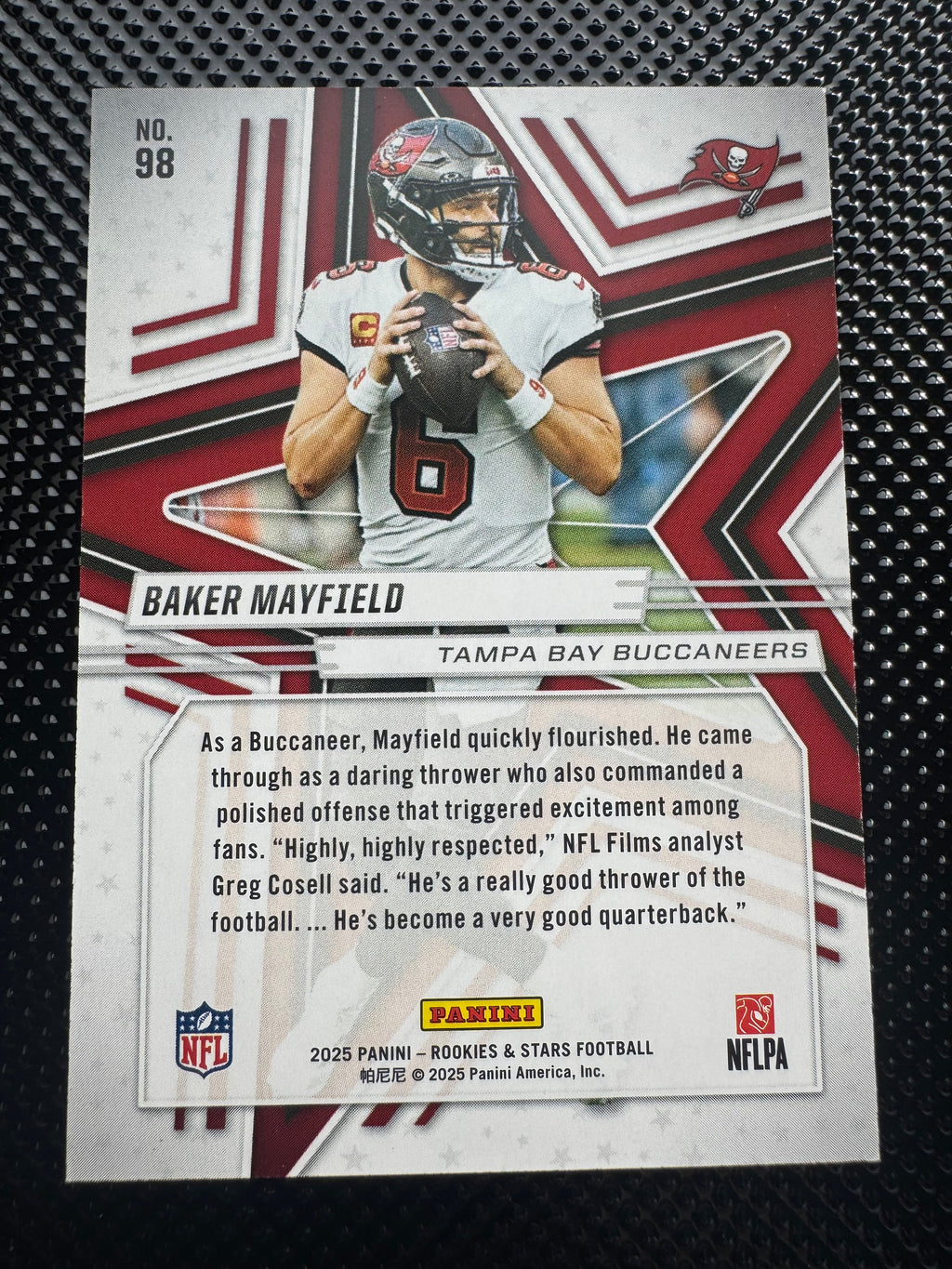 2025 Rookies & Stars Red Stars Foil Baker Mayfield #98 Buccaneers #d 48/49 $30.00